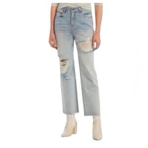 NWT a loves a high waist wide leg distressed washed denim size 30